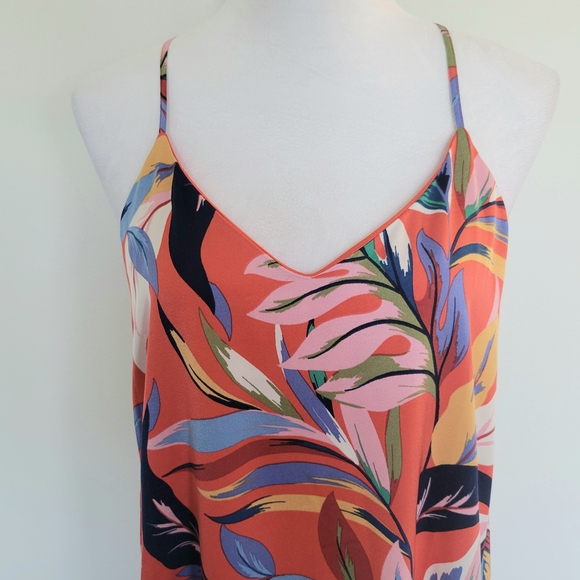 Nicole Miller Satin Multicolor Floral Pockets Straps Beach Maxi Dress Sz Large - Picture 4 of 13